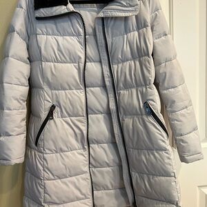 Andrew Marc Silver Quilted Puffer Coat